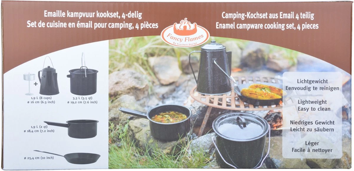 ESSCHERT DESIGN Pannenset Kampvuur - 4 Delig - Outdoor - Metaal 15 ESSCHERT DESIGN Pannenset Kampvuur - 4 Delig - Outdoor - Metaal - Afbeelding 15