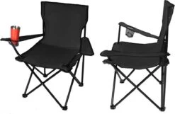 Campingstoel Vouwstoel Visstoel - Zwart - Draaggewicht 100kg -Kampeeruitrusting 1200x783 2