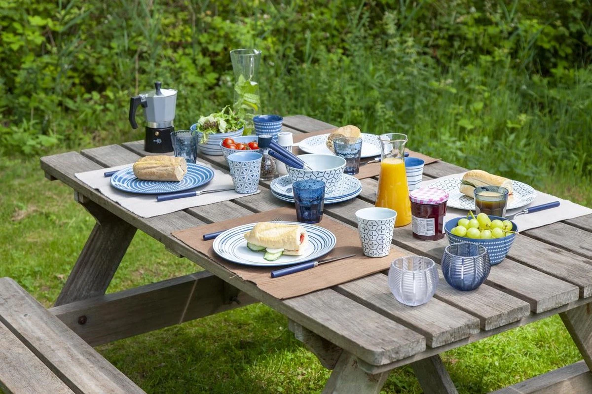Bo-Camp - Servies - Mix & Match- 16-Delig - Blauw 11 Bo-Camp - Servies - Mix & Match- 16-Delig - Blauw - Afbeelding 11
