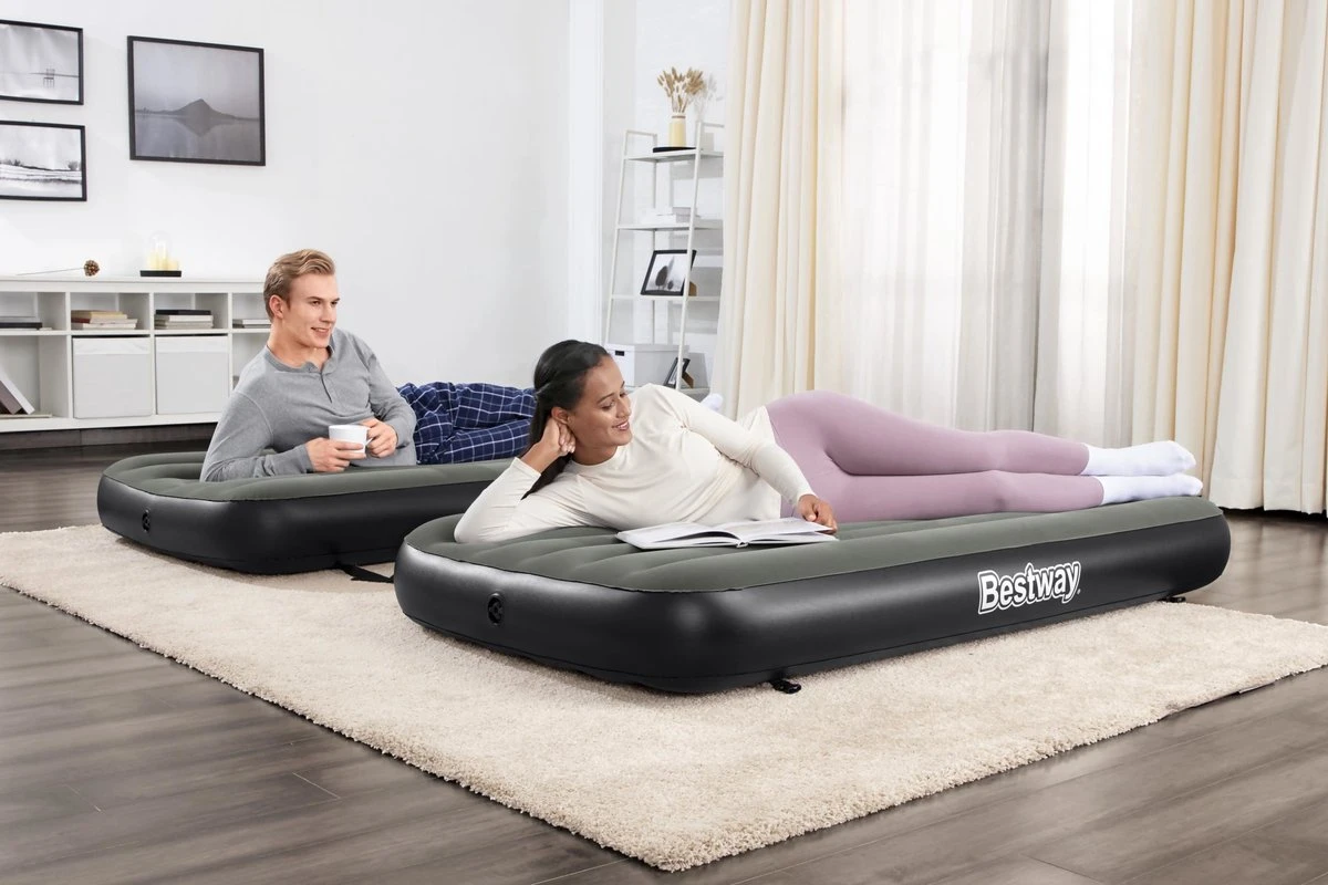 Bestway 3-in-1 Luchtbed - Connect - Zwart - 188x99cm - PVC/Polyester - Single, Double Single En Twin Opblaasbed - Tritech Materiaal - I-Beam Constructie 20 Bestway 3-in-1 Luchtbed - Connect - Zwart - 188x99cm - PVC/Polyester - Single, Double Single En Twin Opblaasbed - Tritech Materiaal - I-Beam Constructie - Afbeelding 20