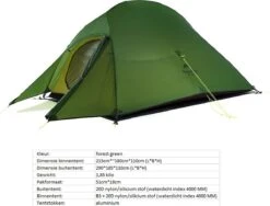 Cloud Up 3 Upgraded - Naturehike® - Tent 3 Persoons - Lichtgewicht Tent - Incl. Grondzeil - 20D 4000MM - Outdoor Kampeertent - Waterdicht - Hiking & Wandelen -Kampeeruitrusting 1200x913