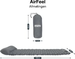 AirFeel Opblaasbaar Slaapmatje - Ingebouwde Pomp En Kussen - Lichtgewicht - 196 X 60 X 6cm - Gray -Kampeeruitrusting 1200x939 2