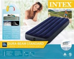 Intex Luchtbedset Intex Luchtbed - 1-Persoons - 76 X 191 X 25 Cm - Blauw + Intex Elektrische Pomp - 650 Liter/min + Hoeslaken Antraciet + Reparatieset -Kampeeruitrusting 1200x955 5