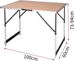 Kamyra® Campingtafel Inklapbaar - Kampeertafel, Partytafel - Opvouwbaar, Lichtgewicht & In Hoogte Verstelbaar - Aluminium/Hout -Kampeeruitrusting 1200x984 1