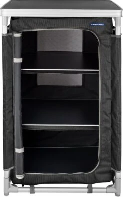 Campart Campingkast CU-0719 – Opvouwbaar En Verstelbaar - 4 Verstelbare Poten - 3 Lagen - Aluminium Frame - Grijs -Kampeeruitrusting 753x1200