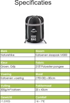 Naturehike® Slaapzak Katoen - 6 Tot 1 Graden - Slaapzakken Volwassenen - 220*80cm - 4 Seizoenen Slaapzak Lente, Zomer, Herfst & Winter - Lichtgewicht & Waterdicht -Kampeeruitrusting 818x1200