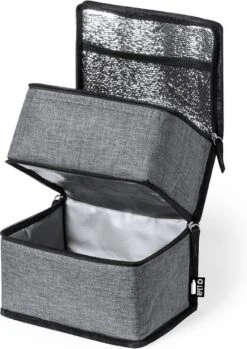 Merkloos Koeltas Met Dubbel Compartiment - Lunchtas - Koeltasje Lunch - Koelelementen - Koud - Warm - Isolatie - Volwassenen - Dames - Heren - 14 X 22 Cm - Polyester - RPET - Aluminium - Grijs -Kampeeruitrusting 849x1200 8