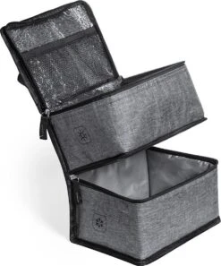 Merkloos Koeltas Met Dubbel Compartiment - Lunchtas - Koeltasje Lunch - Koelelementen - Koud - Warm - Isolatie - Volwassenen - Dames - Heren - 14 X 22 Cm - Polyester - RPET - Aluminium - Grijs -Kampeeruitrusting 997x1200 3